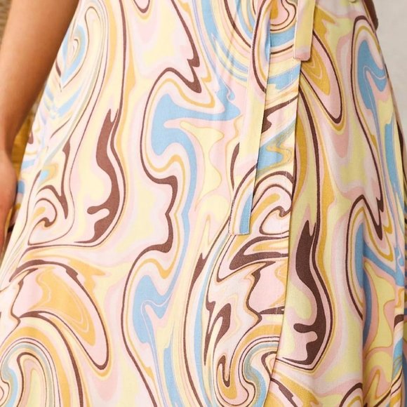 Marbled Wrap Skirt Midi Length - Picture 3 of 3
